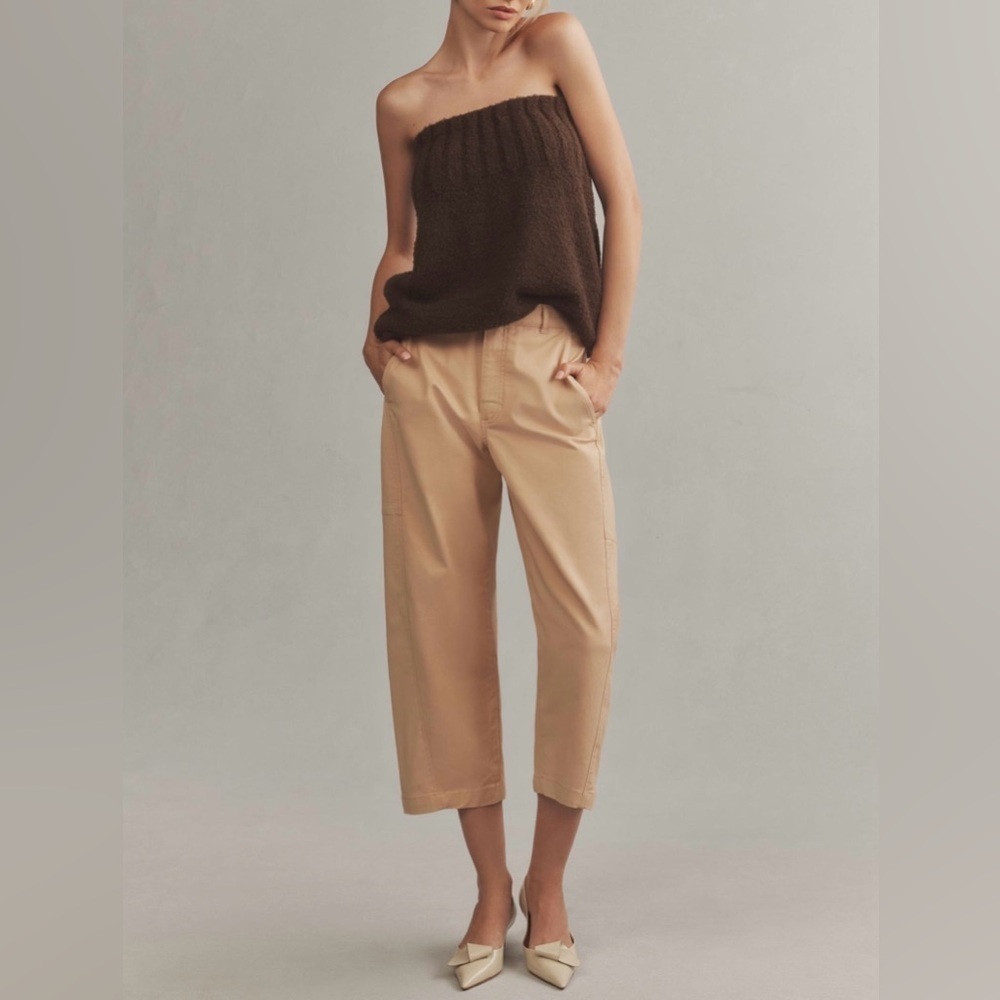 NWT Size 6P- Anthropologie Maeve Curved Cropped Barrel Pants